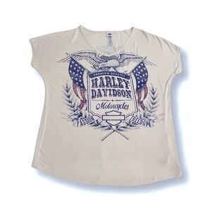 Harley Davidson Women’s Patriotic Silk-Screened T- Shirt • Medium